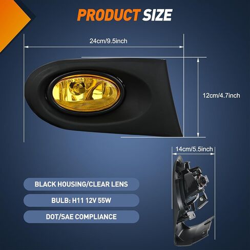 Nilight Fog Lights Assembly Compatible with Honda Civic Sedan Fog Light Assembly 2013-2021 Honda Civic 2015-2020 Honda Fit 2019-2020 Honda HR-V, 2 Years Warranty in Saudi Arabia