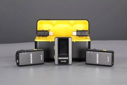 نظام ميكروفون Neewer CM28 اللاسلكي، إلغاء الضوضاء بنقرة واحدة، تخزين 4 جيجابايت لمدة 9 ساعات من 48 كيلو هرتز 16 بت صوت غير مضغوط، ميكروفون طية صدر السترة متوافق مع iPhone/Android/PC/الكاميرا in Kuwait