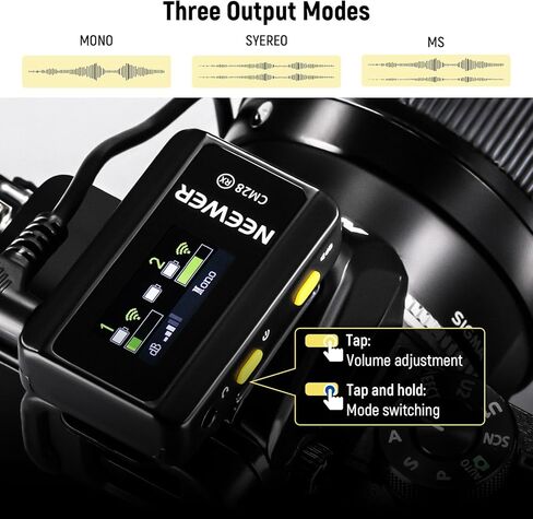 نظام ميكروفون Neewer CM28 اللاسلكي، إلغاء الضوضاء بنقرة واحدة، تخزين 4 جيجابايت لمدة 9 ساعات من 48 كيلو هرتز 16 بت صوت غير مضغوط، ميكروفون طية صدر السترة متوافق مع iPhone/Android/PC/الكاميرا in Kuwait