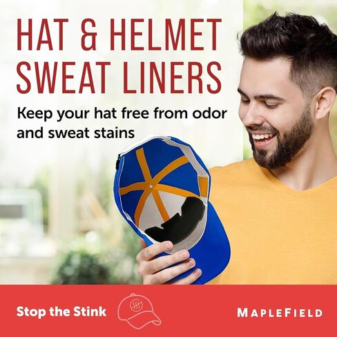 20 Pack Hat & Helmet Sweat Liner Guard - Self-Adhesive Absorbent Pads - Absorbs Sweat Drips and Moisture - Prevents Stains and Odors - One Size Fits All Caps in Saudi Arabia