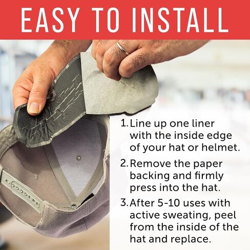 20 Pack Hat & Helmet Sweat Liner Guard - Self-Adhesive Absorbent Pads - Absorbs Sweat Drips and Moisture - Prevents Stains and Odors - One Size Fits All Caps in Saudi Arabia