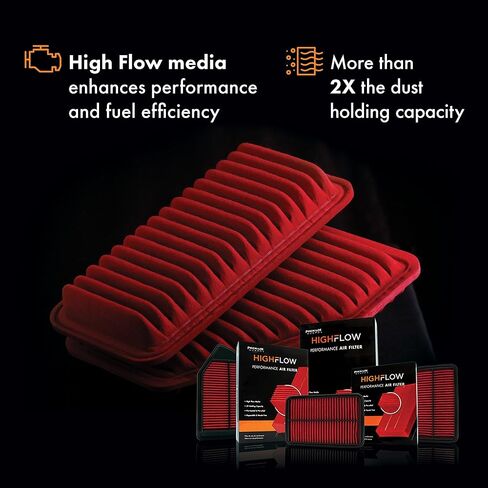 HIGHFLOW PA5556X، فلتر هواء للمحرك عالي الأداء مسبق التزييت للاستخدام مرة واحدة | يناسب 2006-04 شيفروليه كولورادو، 2006-04 جي إم سي كانيون، 2006 هامر H3، 2007 ايسوزو i-290، i-370، 2006 ايسوزو i-280، i-350 in Saudi Arabia