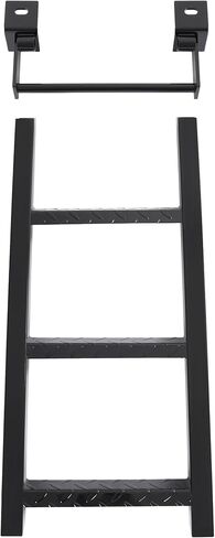 KUAFU Truck Step 2-Rung Retractable Tailgate Ladder Black Powder Coated Heavy Duty Steel Truck Bed Ladder W/L-Shaped Bracket 27 Inch in Kuwait