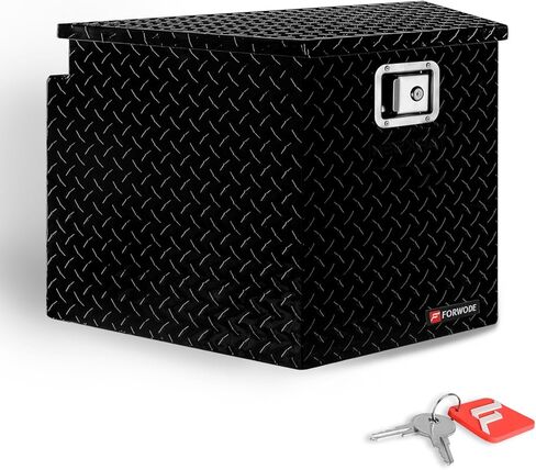 FORWODE 39 Inch Trailer Tongue Box Aluminum Trailer Tool Box for Storage Toolbox, Aluminum Diamond Plate Trailer Tongue Box with Lock - Black in Kuwait