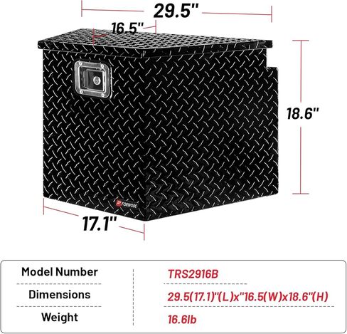 FORWODE 39 Inch Trailer Tongue Box Aluminum Trailer Tool Box for Storage Toolbox, Aluminum Diamond Plate Trailer Tongue Box with Lock - Black in Kuwait