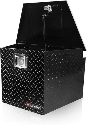 FORWODE 39 Inch Trailer Tongue Box Aluminum Trailer Tool Box for Storage Toolbox, Aluminum Diamond Plate Trailer Tongue Box with Lock - Black in Kuwait