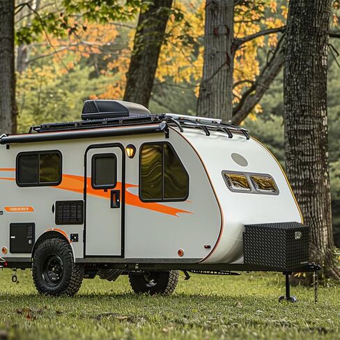 FORWODE 39 Inch Trailer Tongue Box Aluminum Trailer Tool Box for Storage Toolbox, Aluminum Diamond Plate Trailer Tongue Box with Lock - Black in Kuwait