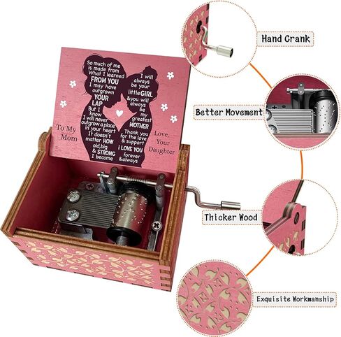 هدايا موسيقية من خشب عباد الشمس من AiLiKaSic للأمهات والنساء من البنات والأبناء صندوق الموسيقى الخشبي هدية لعيد الميلاد وعيد الميلاد وعيد الأم وعيد الحب in Kuwait