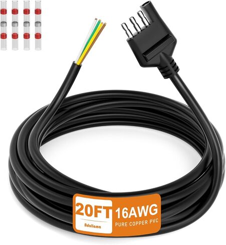 4 مقطورة مقطورة الأسلاك تسخير 5 أقدام كبل مغلف ، 16AWG 4 دبوس مسطح مقطورة تمديد الموصل سلك 4 دبوس الأسلاك الأسلاك ، النحاس النقي in Kuwait