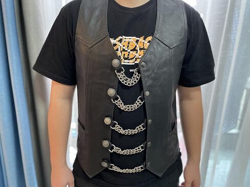 GARGOYLE BELLS Motorcycle Vest Extenders, Genuine Leather Double Chain Vest Extenders for man (4 pcs) in Saudi Arabia