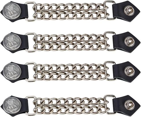 GARGOYLE BELLS Motorcycle Vest Extenders, Genuine Leather Double Chain Vest Extenders for man (4 pcs) in Saudi Arabia