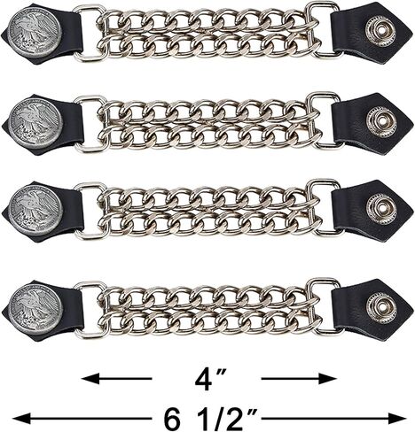 GARGOYLE BELLS Motorcycle Vest Extenders, Genuine Leather Double Chain Vest Extenders for man (4 pcs) in Saudi Arabia