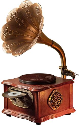 Wooden Phonograph Gramophone Turntable CD Player Stereo System Control 33/45 RPM FM AUX USB Ouput Bluetooth 4.2 … … in Saudi Arabia