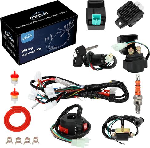 Electric Wiring Harness Kit Compatible with Taotao Coolster 110cc 125cc Chinese ATV Quad 4 Wheeler 4-Stroke Parts with Starter Solenoid Relay Ignition Coil Voltage Regulator CDI Box Spark Plug in Saudi Arabia
