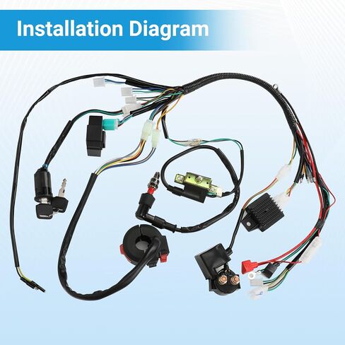 Electric Wiring Harness Kit Compatible with Taotao Coolster 110cc 125cc Chinese ATV Quad 4 Wheeler 4-Stroke Parts with Starter Solenoid Relay Ignition Coil Voltage Regulator CDI Box Spark Plug in Saudi Arabia