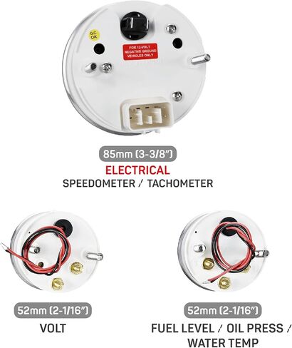 Classic 1 serious Electrical 6 Gauge Set Gauges Black Dial for Car's Instrument Cluster - Includes Speedometer & Tachometer - Volt, Fuel Level, Water Temperature & Oil Pressure Gauge. in Kuwait