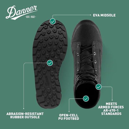 Danner Tachyon 8" Tactical Boots for Men - Ultralight Fast Drying Upper with Abrasion-Resistant Toe, Comfort Footbed, and Non Slip Traction Outsole, Black - 10.5 EE in Saudi Arabia