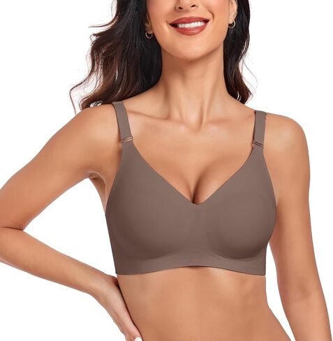 Push Up Seamless Bras for Women No Underwire Support and Lift V Neck Wireless Full Coverage Bralettes Everyday Bras in Saudi Arabia