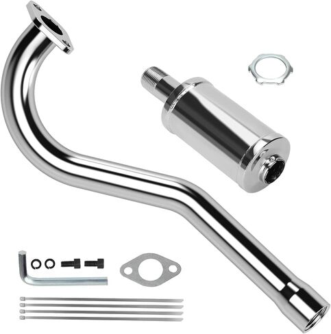 Central Long Mini Bike Exhaust Header Pipe with Muffler Kit Replacement for Coleman CT100U GMB100 98cc 99cc Mini Bike 154F 3.0HP Predator 79cc 3HP Engine GPS Rascal 98 Lite Minibike Parts in Saudi Arabia