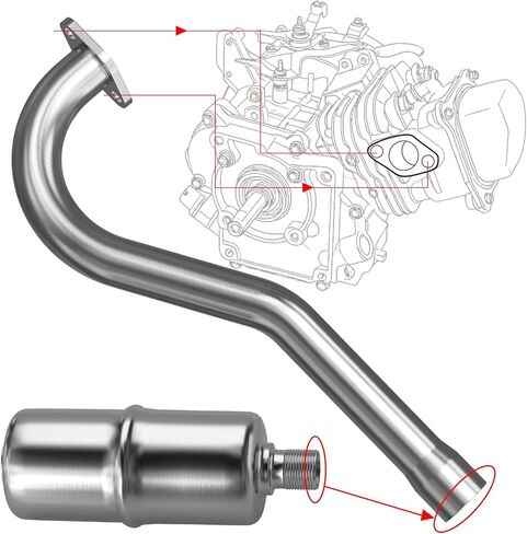 Central Long Mini Bike Exhaust Header Pipe with Muffler Kit Replacement for Coleman CT100U GMB100 98cc 99cc Mini Bike 154F 3.0HP Predator 79cc 3HP Engine GPS Rascal 98 Lite Minibike Parts in Saudi Arabia