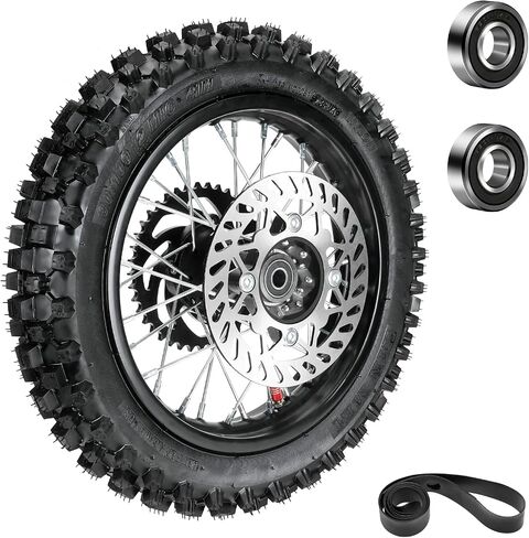 3.00-12 80/100-12 Dirt Bike Rear Rim Wheel Tire Compatible with 90cc 110cc 125cc CRF70 XR70 KX65 KLX110 PW80 TTR90 SSR125 Coolster Taotao Off Road Motorcycle Parts with Brake Rotor Sprocket in Saudi Arabia
