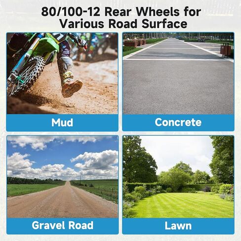 3.00-12 80/100-12 Dirt Bike Rear Rim Wheel Tire Compatible with 90cc 110cc 125cc CRF70 XR70 KX65 KLX110 PW80 TTR90 SSR125 Coolster Taotao Off Road Motorcycle Parts with Brake Rotor Sprocket in Saudi Arabia