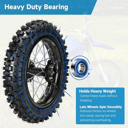 3.00-12 80/100-12 Dirt Bike Rear Rim Wheel Tire Compatible with 90cc 110cc 125cc CRF70 XR70 KX65 KLX110 PW80 TTR90 SSR125 Coolster Taotao Off Road Motorcycle Parts with Brake Rotor Sprocket in Saudi Arabia