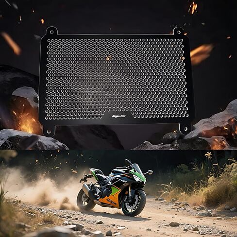 حارس المبرد الألمنيوم الملائم لـ Ninja 400/Z400 (2018-2025) و Ninja 500/Z500 (2024+) | مستحضرات حماية تحطم الترباس | تثبيت خالية من الأدوات in Kuwait