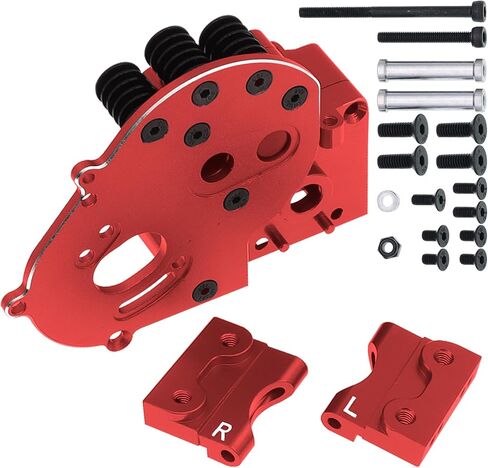 علبة تروس ناقل الحركة من الألومنيوم مع لوحة محرك وحوامل ذراع متوافقة مع 1/10 Traxxas Slash 2WD Rustler Stampede Bandit 2WD RC قطع غيار السيارات، استبدال 3691 (أزرق) in Kuwait
