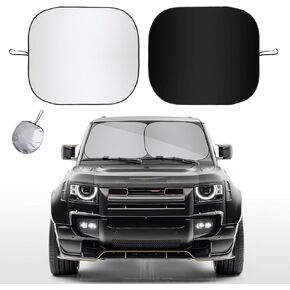 قطعتان من مظلة الشمس للزجاج الأمامي للسيارة، 31 × 28 بوصة واقية من الشمس السميكة للزجاج الأمامي للسيارة، مظلات قماش مطلية بالفضة تحجب الشمس، ملحقات السيارة العالمية in Kuwait