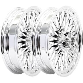 TOFR 21"x3.5" Front 16"x3.5" Rear Rims Wheels 36 Fat King Spoke For Harley Heritage Softail Classic, Deluxe, Deuce, Fat Boy, Springer Classic, Softail Standard, Custom, Night Train Anniversary Chrome in Saudi Arabia