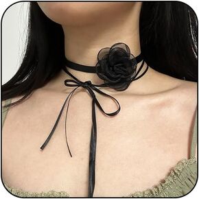 Flower Choker for Women Small Floral Long Wrap Collar Tie Lace choker Necklace Summer Beach Wedding Bride Party Neck Accessories (White) in Saudi Arabia