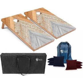 Tailgating Pros Cornhole Boards - 4' x 2' Wooden Pattern Cornhole Game w/Carrying Case & Set of 8 Corn Hole Bags w/Tote in Kuwait