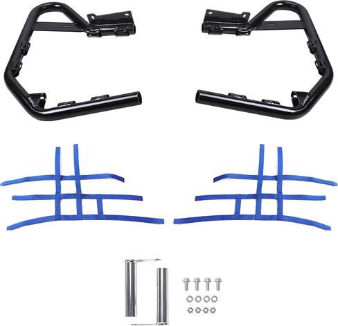 Hecasa nerf أشرطة متوافقة مع جميع السنوات Yamaha Raptor 700 YFM 700 YFM700 YFM700R خطوات القدمين أوتاد حرس الكعب (الأسود nerf + الشباك السوداء) in Saudi Arabia