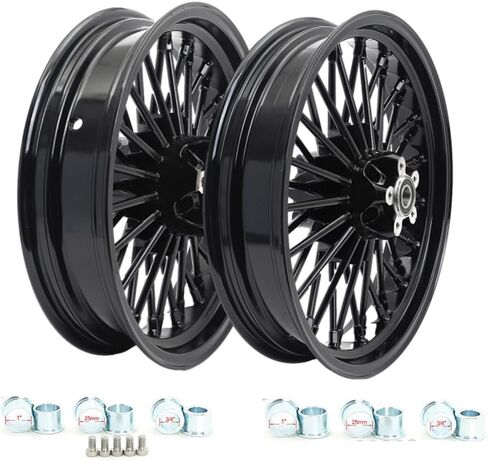 TOFR 21inch 16inch Black Front Rear Wheels Rims 36 Fat King Spokes Tubeless For Harley Softail FXST Standard FXSTC Custom,Night Train,FXSTS Springer,FLSTF Fat Boy,FLSTC Heritage,Deluxe,Deuce,Slim in Saudi Arabia