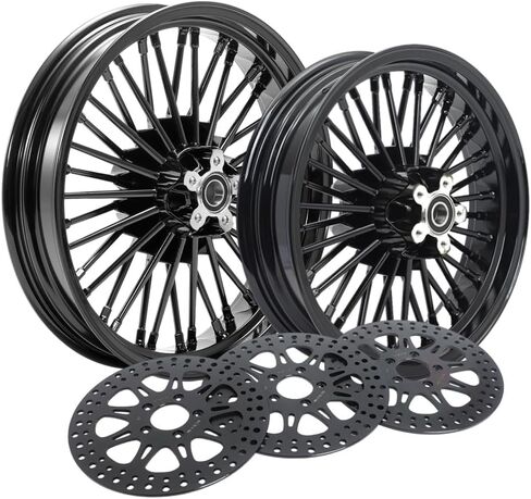 TOFR 16x3.5 16x3.5 Front Rear Rims Wheels Fat Spokes For Harley Touring Road King FLHR Electra Glide FLHT Street Glide FLHX Road Glide FLTR 2000-2008 01 02 03 04 05 06 07 W/ 11.5" Black Brake Rotors in Kuwait