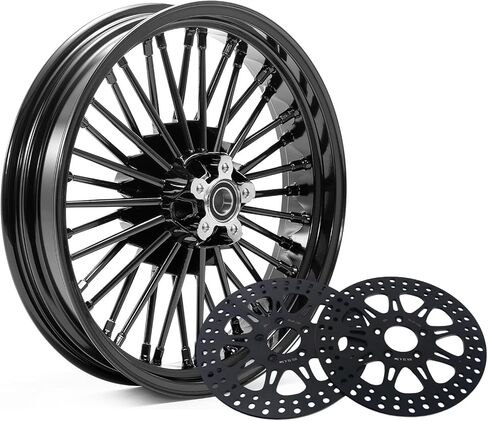 TOFR 16x3.5 16x3.5 Front Rear Rims Wheels Fat Spokes For Harley Touring Road King FLHR Electra Glide FLHT Street Glide FLHX Road Glide FLTR 2000-2008 01 02 03 04 05 06 07 W/ 11.5" Black Brake Rotors in Kuwait