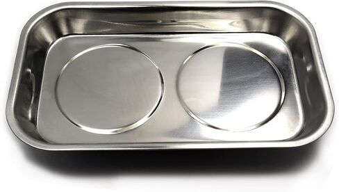 مغناطيسات CMS - (2 قيراط، 5.5 بوصة × 9 بوصة) صينية مستطيلة من الفولاذ المقاوم للصدأ مع مغناطيس قوي للأدوات والأجهزة، التطبيقات - صينية الأدوات، منظم للميكانيكا والحرفيين، متجر السيارات، ورشة عمل in Kuwait