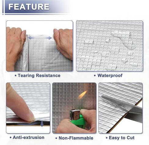 X AUTOHAUX 197mil 5mm 1.62sqft Car Sound Deadening Mat Aluminum Foil Foam Heat Shield Material Universal for Hood Boat Engine Cover 19.69"x11.81" in Saudi Arabia