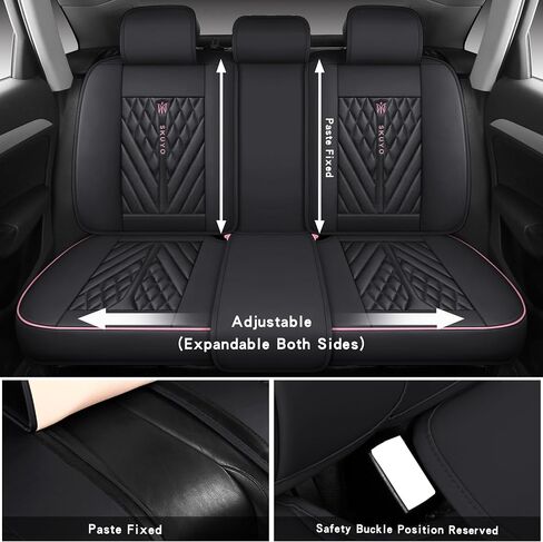 Comfortable Leather Auto Car Seat Covers Front & Rear Seat Protector Fit Sedan SUV 5 Seats Full Set Universal Fit. (Black & Rose) in Saudi Arabia