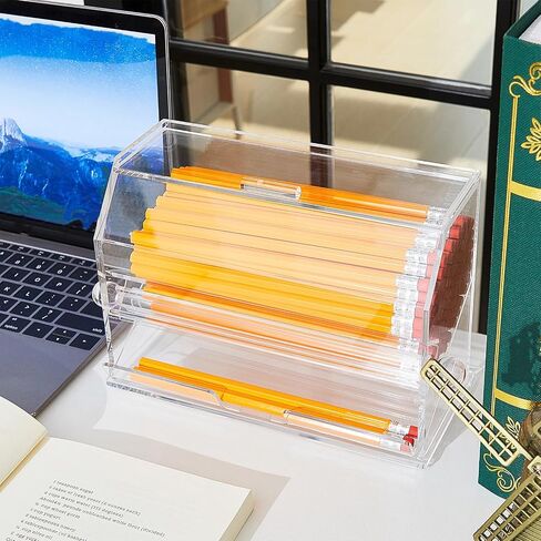 Pinkunn 2 Pcs Pencil Dispenser Bulk Pencil Storage and Dispensing Clear Acrylic Pencil Dispenser Holder Straw Dispenser Classroom Pencil Holder for Teacher Student School in Saudi Arabia