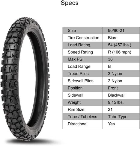 Tusk Waypoint Adventure Tire (Tire Set 90/90-21 (54R)/130/90-17 (68R) Tube Type) in Saudi Arabia