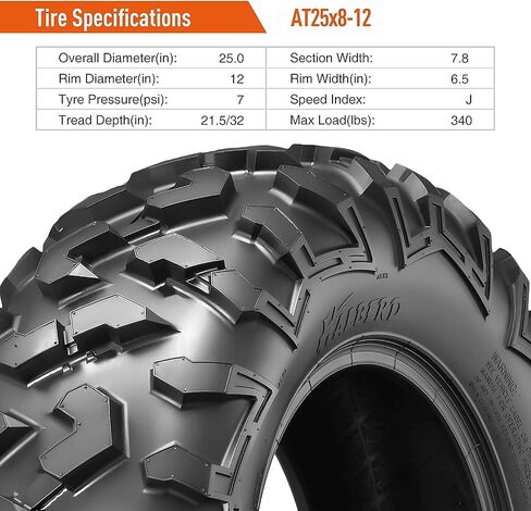 HALBERD ATV Tires, 24x8-12 & 24x10-11 6PR 24x8x12 24x10x11 All Terrain ATV UTV Off-Road Tires for 04-17 Honda Fourtrax Rancher TRX400 420(Set of 4, Tubeless) in Saudi Arabia