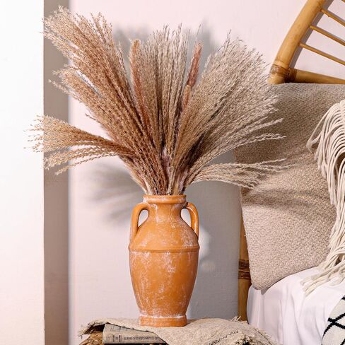 مزهرية ريفية من الطين من كومساف - مزهريات زهور خزفية للمزرعة، مزهرية ديكور منزلي عتيقة، مزهرية طينية، قطعة مركزية للطاولة، مزهرية لغرفة المعيشة، الحمام، ديكور الرف، 8.6 بوصة، تيراكوتا in Kuwait
