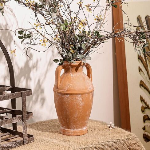 مزهرية ريفية من الطين من كومساف - مزهريات زهور خزفية للمزرعة، مزهرية ديكور منزلي عتيقة، مزهرية طينية، قطعة مركزية للطاولة، مزهرية لغرفة المعيشة، الحمام، ديكور الرف، 8.6 بوصة، تيراكوتا in Kuwait