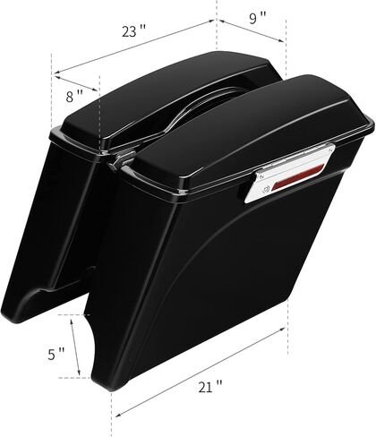 TCT-MOTORPARTS 5" Stretched Saddlebags & CVO Rear Fender For Harley Touring 2014-2023 FLT, FLHT, FLHTCU, Road King, Road Glide, Street Glide, Electra Glide, Ultra-Classic Vivid Black in Kuwait