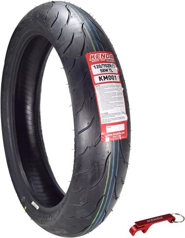 Kenda KM1 (KM001) 120/70ZR17 الإطار الأمامي للدراجة النارية الرياضية 58W-الإطارات الشعاعية مع الاستقرار عالي السرعة والقبضة الرطبة الممتازة مع سلسلة المفاتيح (120/70-17) in Kuwait