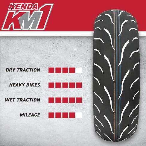 Kenda KM1 (KM001) 120/70ZR17 الإطار الأمامي للدراجة النارية الرياضية 58W-الإطارات الشعاعية مع الاستقرار عالي السرعة والقبضة الرطبة الممتازة مع سلسلة المفاتيح (120/70-17) in Kuwait