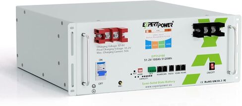 ExpertPower 48V 100Ah 5KWh Lithium LiFePO4 Deep Cycle Rechargeable Battery | 7000 Life Cycles & 10-Year Lifetime | Built-in BMS & LED Monitor | Off Grid, Residential, Home, Cabin, Back-Up | 16 Cells in Saudi Arabia