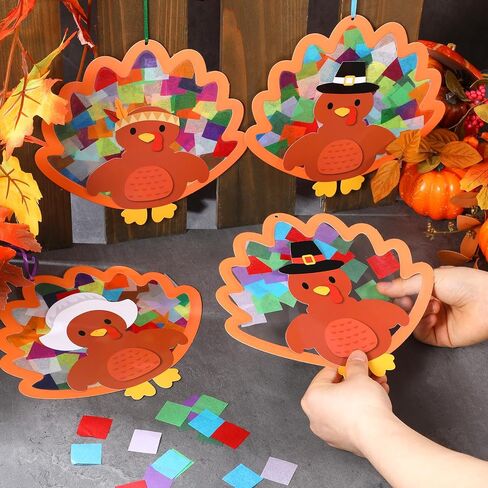 Chiisong 24 Sets Leaf Tissue Sign Fall Craft Kit Maple Leaves Craft Bulk Autumn DIY Maple Craft Kit Harvest Thanksgiving DIY Craft Decorations for Fun Home Actives in Saudi Arabia